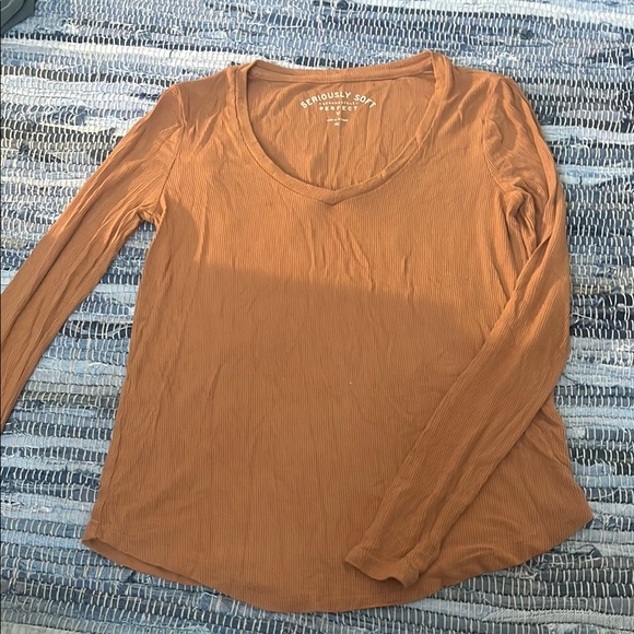 Aeropostale Orange Fitted Long Sleeve Tee - Picture 1 of 2
